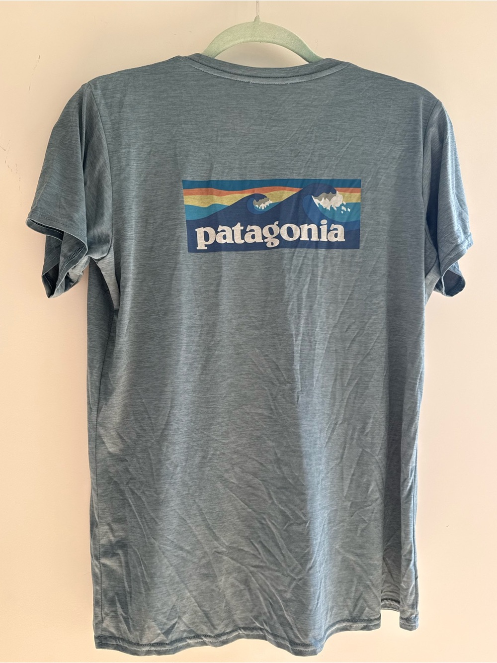 Patagonia Men’s Short-Sleeve Graphic Tee — Slate Blue with Multicolor Logo